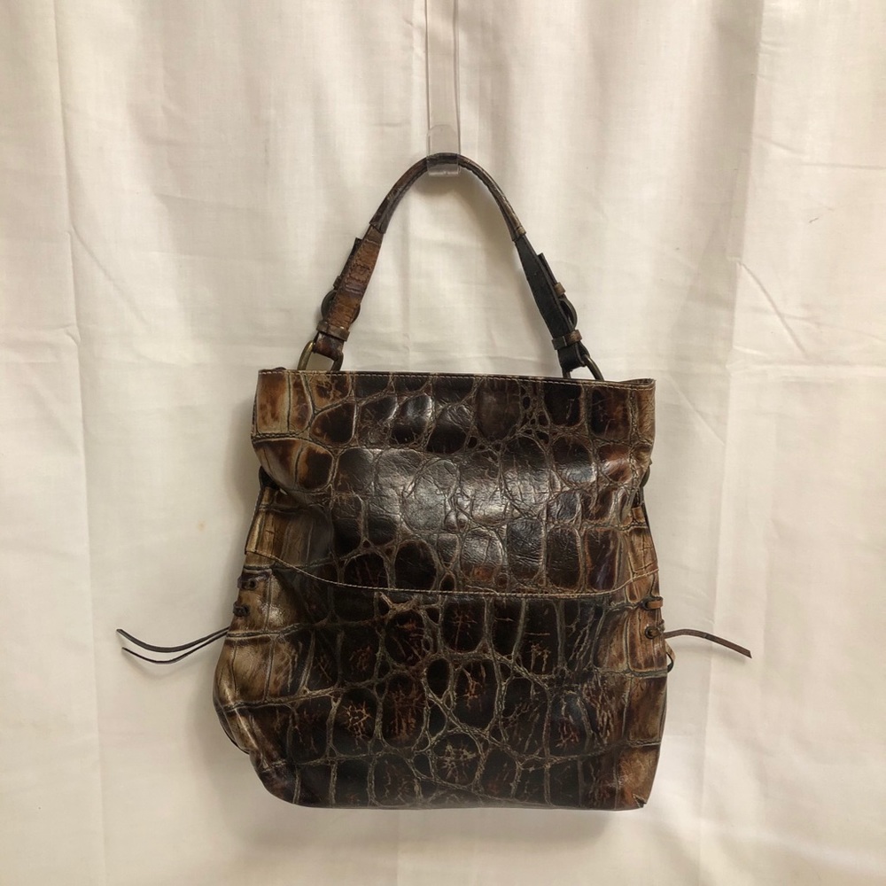 Robert Pietri Brown Leather Embossed Crocodile Bag